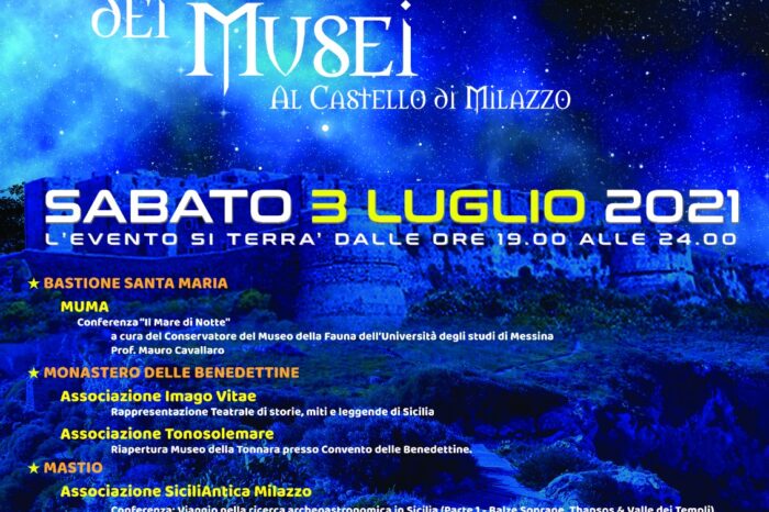 Milazzo. Sabato 3 luglio "La notte dei Musei" riaccende la cultura con diverse iniziative al Castello.