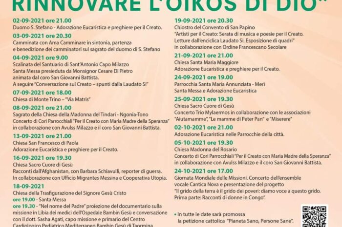 Milazzo. Il Circolo Laudato Si’, presenta oggi e domani due appuntamenti importanti presso due parrocchie cittadine.