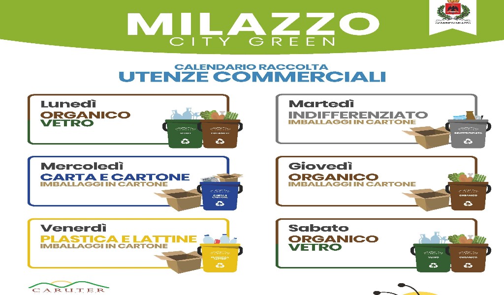 Calendario della Raccolta Differenziata per Utenze Domestiche e Commerciali  - Comune di Milazzo