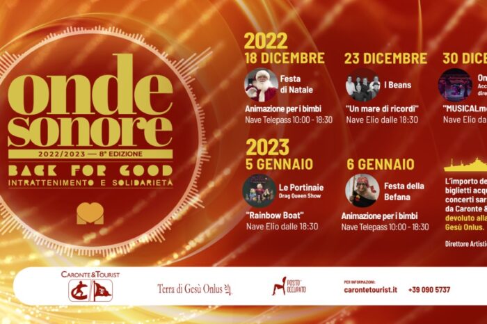 Torna l'evento natalizio di Caronte&Tourist, Onde Sonore, i fondi destinati alla Onlus Terra di Gesù.